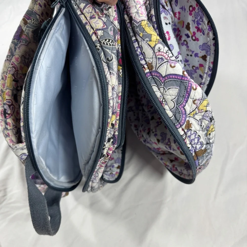 Vera Bradley Disney Mickey Paisley Celebration Quilted Backpack Purple Grey